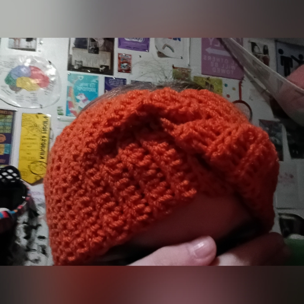 Handmade crochet burnt orange earwarmer